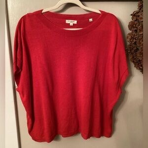 MAX STUDIO SIZE LARGE RED CAP SLEEVE LINEN BLEND BOAT NECK SWEATER